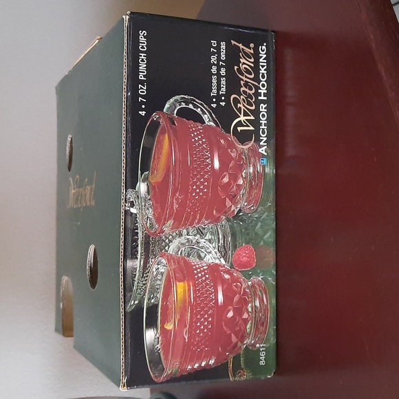 Vintage Anchor Hocking Wexford Punch Coffee Tea Cup Glasses In Original Box - Picture 4 of 6